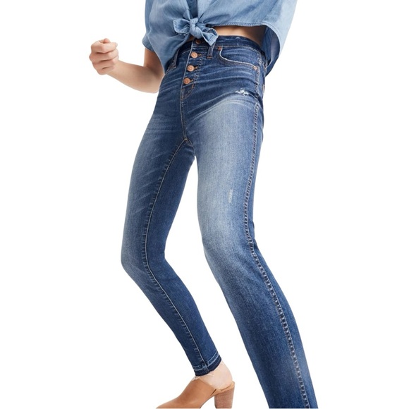 Madewell Blue High Rise Jeans with Tapered Leg - Picture 1 of 13